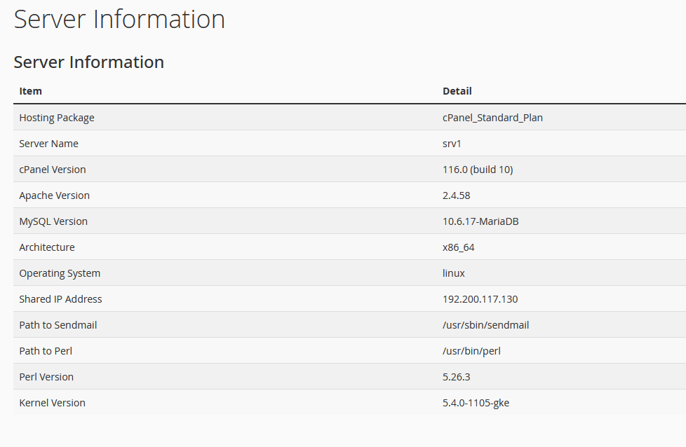 Server Information