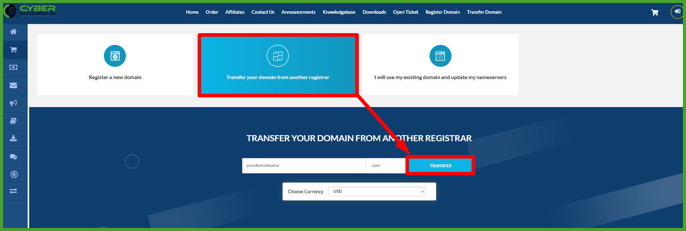 Transfer Your Domain From Another Register 